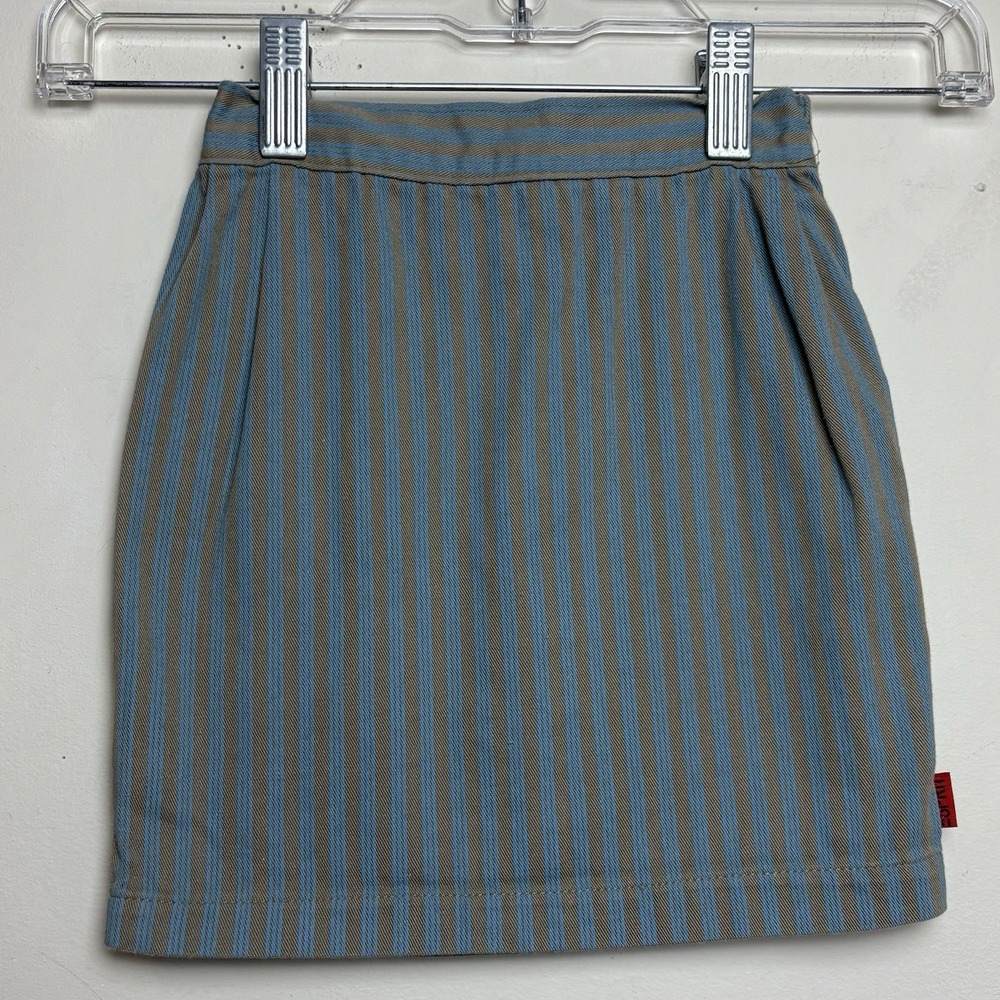 Vintage Esprit Mini Green Blue Striped Mini-Skirt Girls Size 6